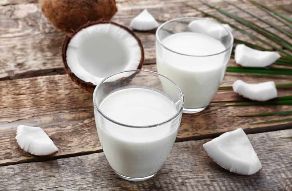 glasses of fresh coconut milk