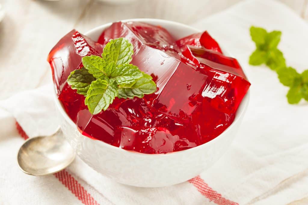red gelatin jello dessert