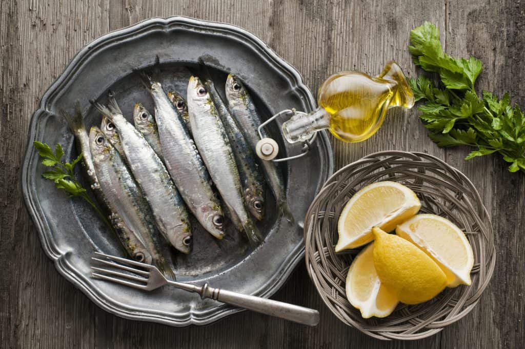 plate of fresh sardine fish