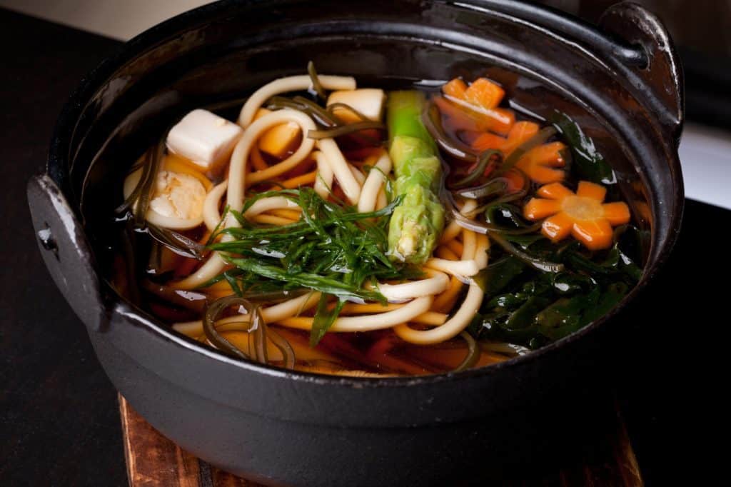 miso soup with vegetables in a pot