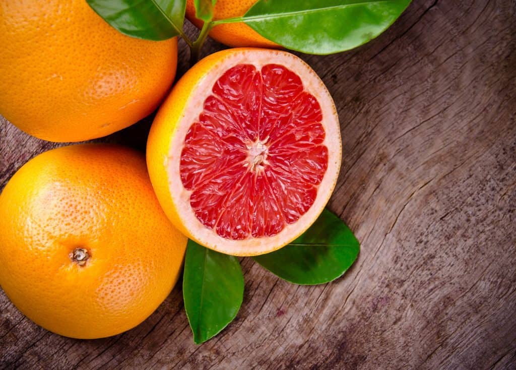 freshly harvested grapefruit