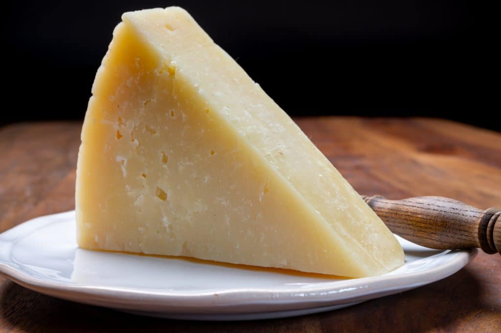 pecorino romano cheese on a plate
