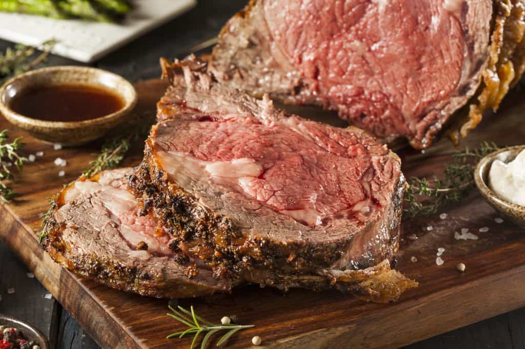 homemade grass fed prime rib roast on the table